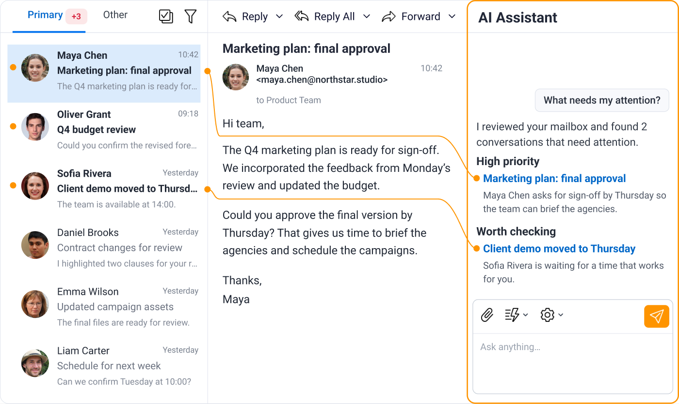 eM Client: AI asistent v postranním panelu